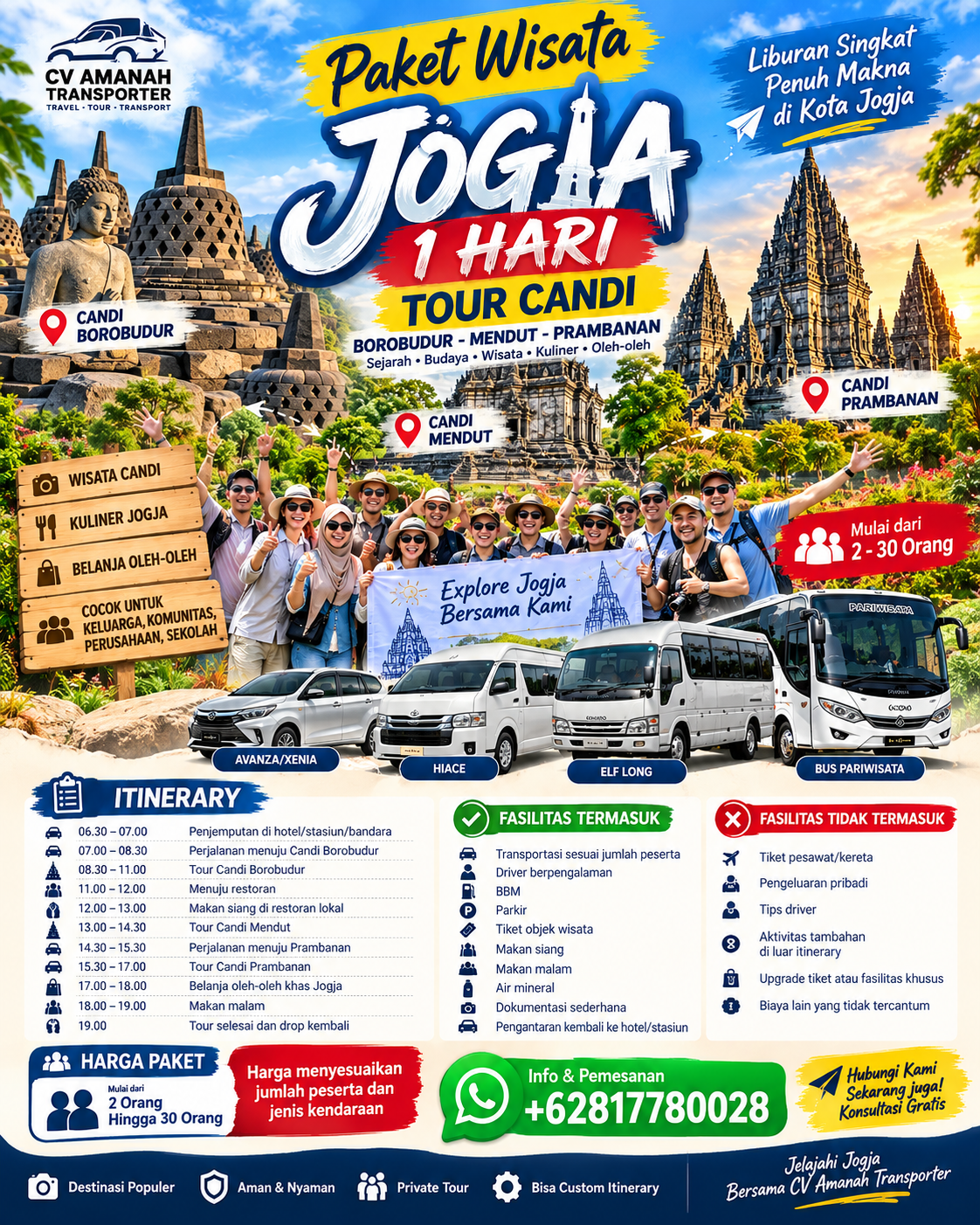 Paket Wisata 1 Hari Jogja Tour Candi